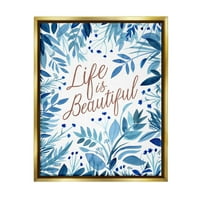 Tupleple Life е прекрасно сини диви цвеќиња ботаничко и цветно сликарство злато плови, врамен уметнички печатен wallид