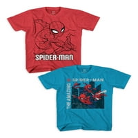 Spiderman Push Swing Boys Boys Boys Graphic T-Shirt, 2-пакет, големини 4-18