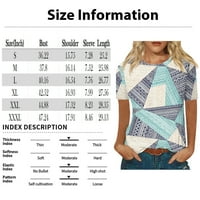 Женски Блузи Со Кратки Ракави Цветна Блуза Обични Жени Модни Кошули За Вратот На Екипажот Грин С