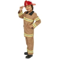 Малку тен пожарникар со шлем за деца во Ноќта на вештерките