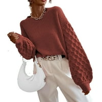 Обични Обични Пуловери Со Кружен Врат Женски Џемпери Од Црвено Дрво Со Долги Ракави