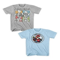 Група маица за момчиња Марио Карт, графичка маица, 2-пакет, големини 4-18