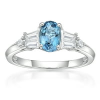 Jayеј срцето дизајнира стерлинг сребрен оригинален швајцарски сина топаз и создаде бел сафир прстен