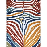 Nuloom летни текстурирани зебра ленти во затворен килим на отворено, 8 '10', беж