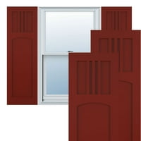 Ekena Millwork 15 W 26 H True Fit PVC San Miguel Mission Style Fixed Mount Sulters, Pepper Red