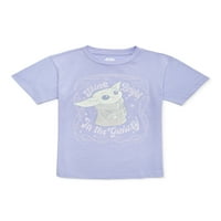 Графичка маица за девојчиња за бебе Јода со кратки ракави, големини 4-16