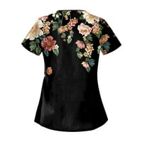 Печатени Блузи со кратки Ракави Слободно Време Летни Врвови На Вратот За Жени Црни С