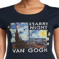 Stвездена ноќна маичка за кратки ракави на starвездени јуниори