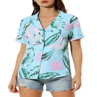 Алегра К Женска Летна Плажа Тропски Цветни Копчиња Надолу Хавајски Кошули
