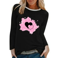 Женски Екипаж Со Долги Ракави Врвен Печатење На Срцето Пуловер За Денот На Вљубените Секојдневна Маица