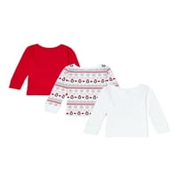 Garanimals Baby & Toddler Girls Frange Terry Sweatshirt & Thermal Tops, 3-пакет