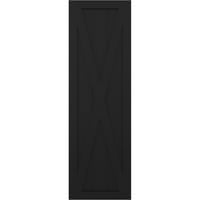 Ekena Millwork 12 W 53 H TRUE FIT PVC SINE X-BOARD FERMONE FIXED MONTING SULTTERS, црно