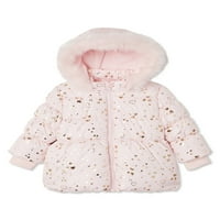 Georgeорџ бебе дете девојче фау крзно качулка со палто за зимска јакна