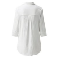 хуаи женски блузи лабави фит женски облечени блузи блузи, памук и лен обичен ракав лабаво вклопување кошули со копчиња надолу