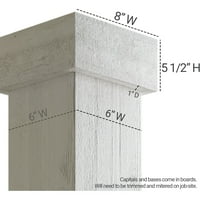 Ekena Millwork 6 W 16'H Hand Hewn Endurathane Fau Wood Wood Non-Tapered Square Column Wrap со стандарден капитал и база
